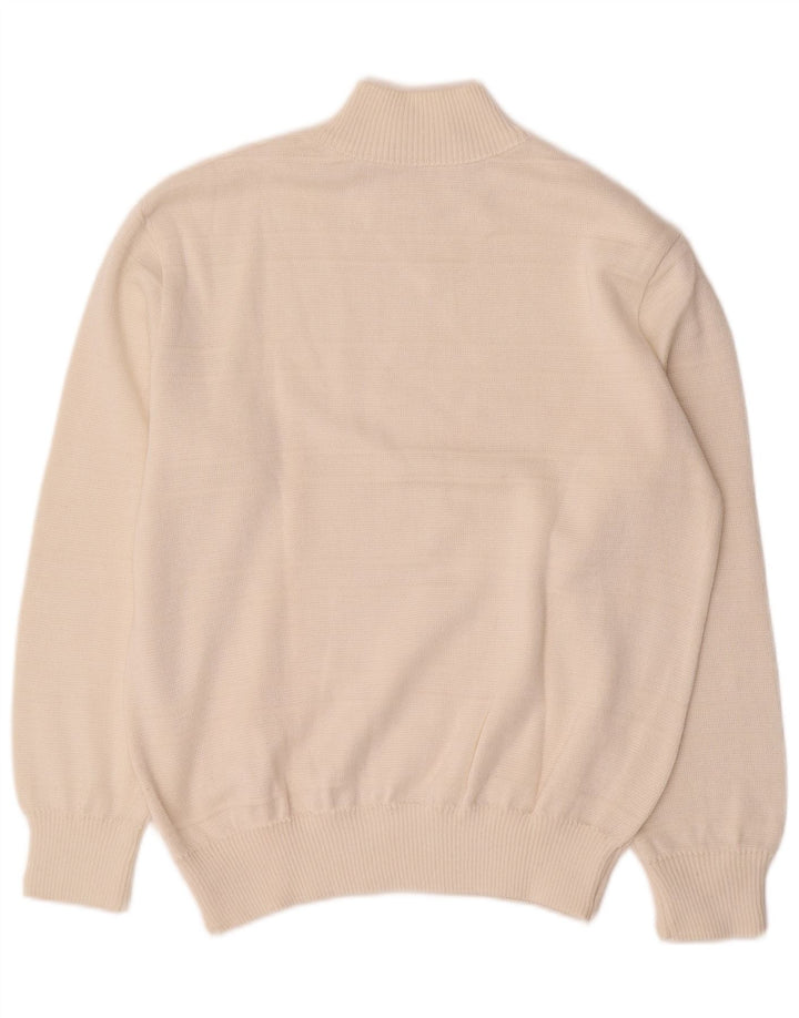 Suéter feminino VINTAGE com gola tartaruga Reino Unido 16 grande branco