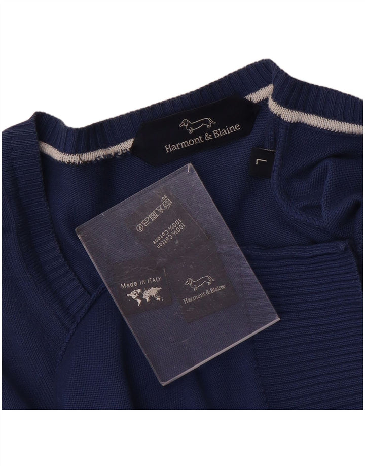 Suéter masculino Harmont & Blaine com decote em V grande azul
