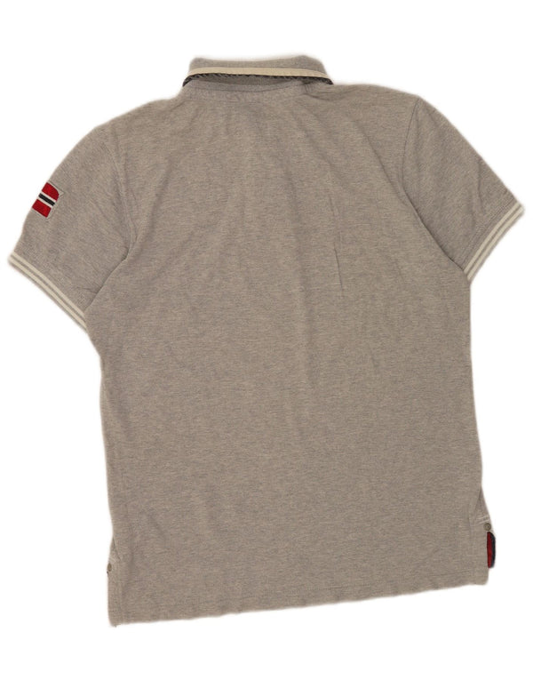 Camisa polo masculina Napapijri cinza médio algodão