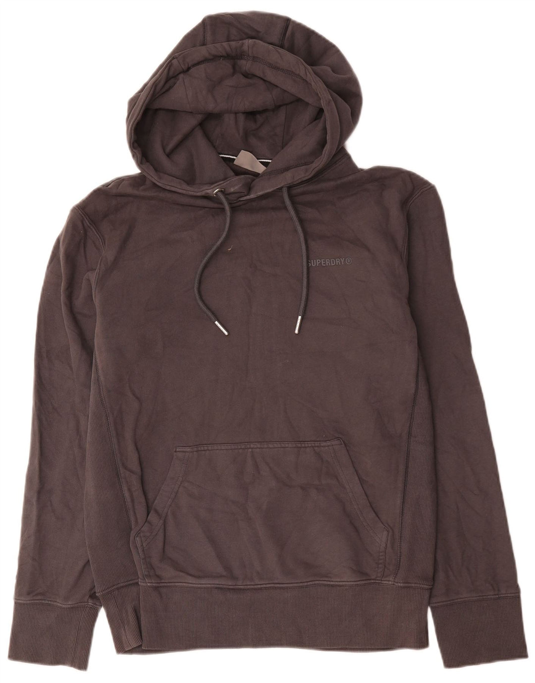 Suéter com capuz masculino Superdry pequeno algodão cinza
