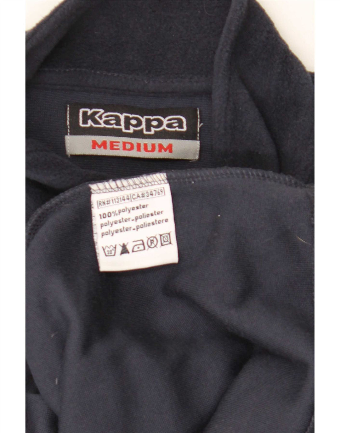 Suéter de lã feminino Kappa com zíper e gola UK 12 poliéster azul marinho médio