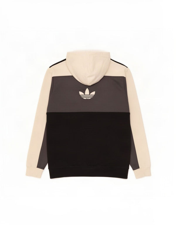 Suéter masculino Adidas com capuz e zíper gráfico médio bloco colorido multicolorido