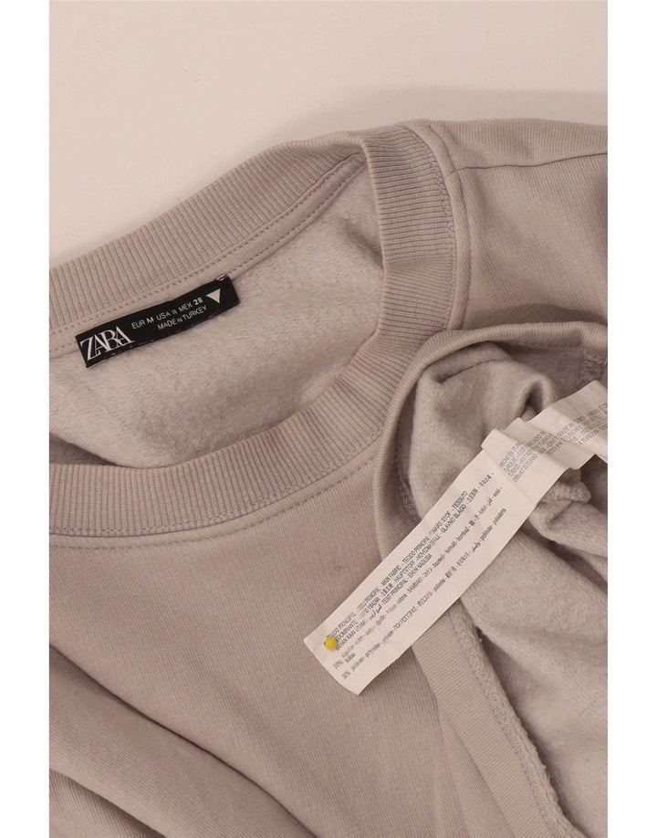 Moletom Zara feminino cropped UK 14 algodão cinza médio