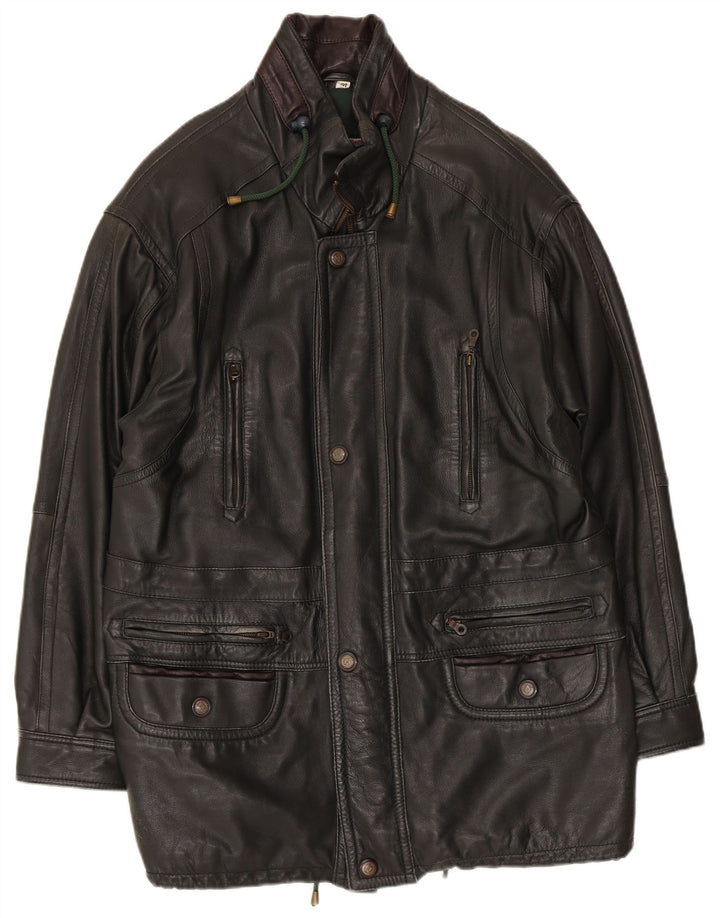 Casaco de couro masculino Shelter Bay UK 38 médio preto