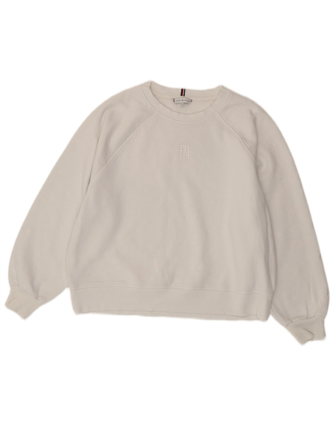 Suéter feminino TOMMY HILFIGER de grandes dimensões Reino Unido 16 grande algodão branco