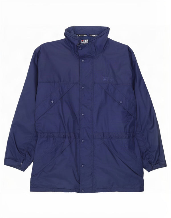 Jaqueta corta-vento masculina Fila com capuz Reino Unido 40 grande azul marinho nylon
