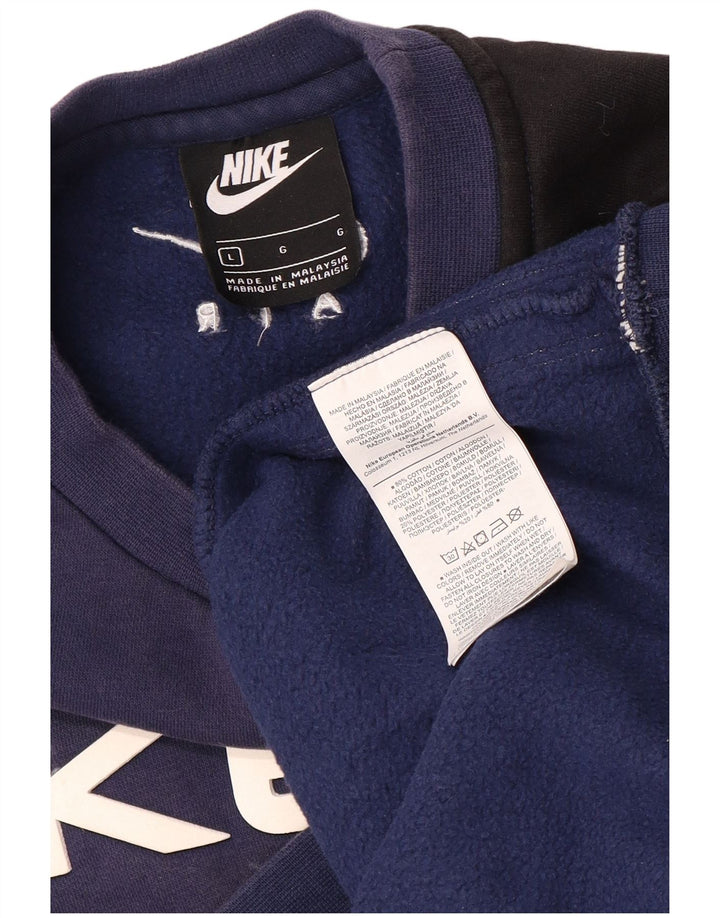 Moletom gráfico masculino Nike Jumper grande algodão colorblock azul marinho
