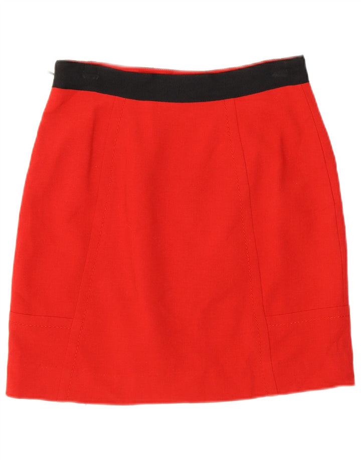 Mini saia feminina Coast UK 8 pequena W26 poliéster colorblock vermelho