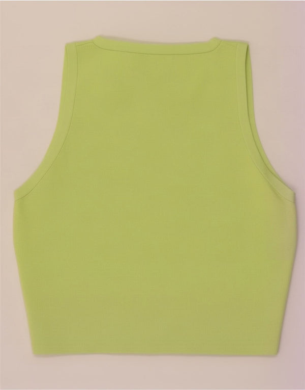 Zara Womens Crop Vest Top UK 14 Grande Viscose Verde