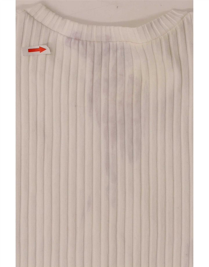 Zara Womens Crop T-Shirt Top UK 12 Médio Poliéster Branco