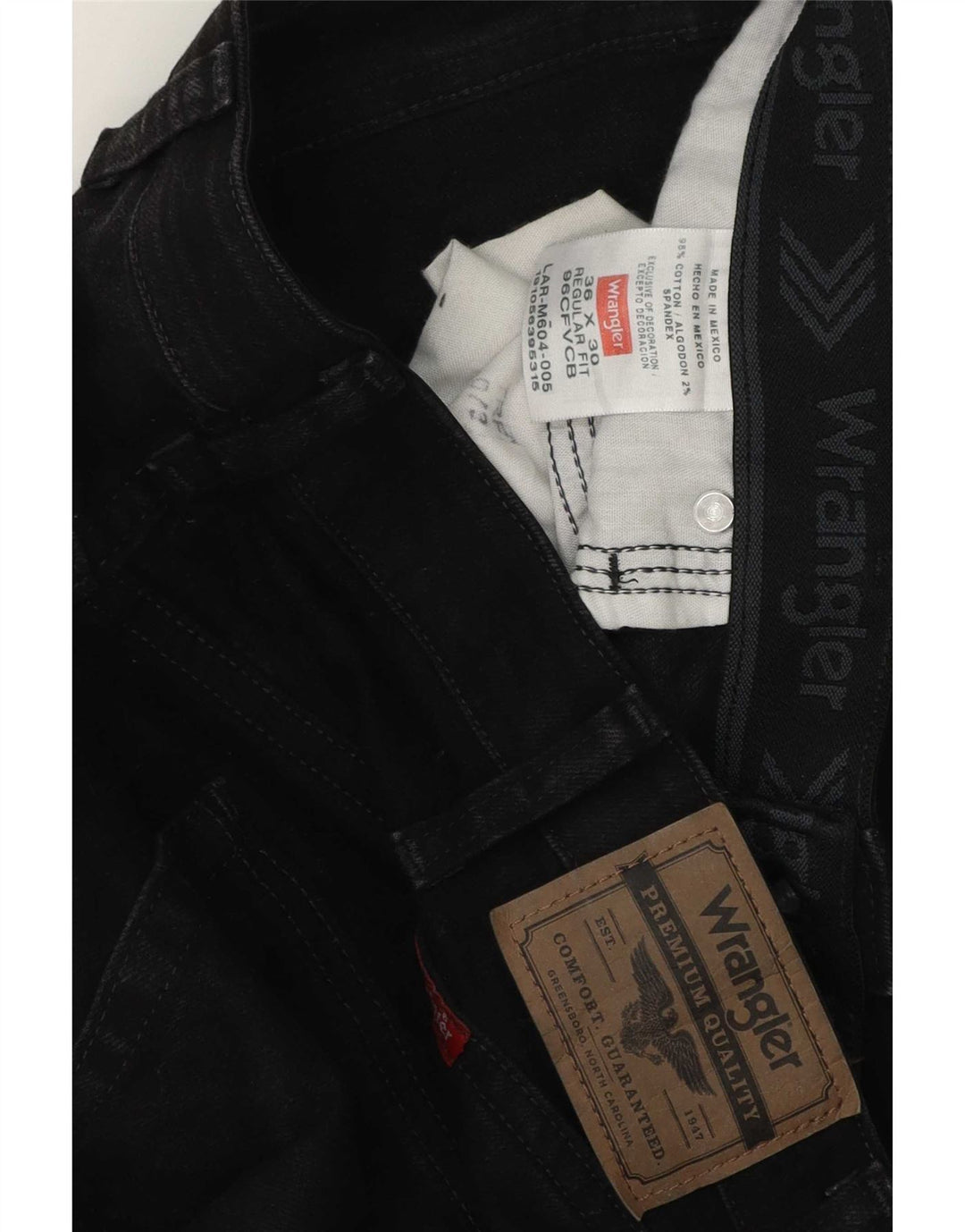Wrangler masculino regular fit jeans reto W36 L30 algodão preto