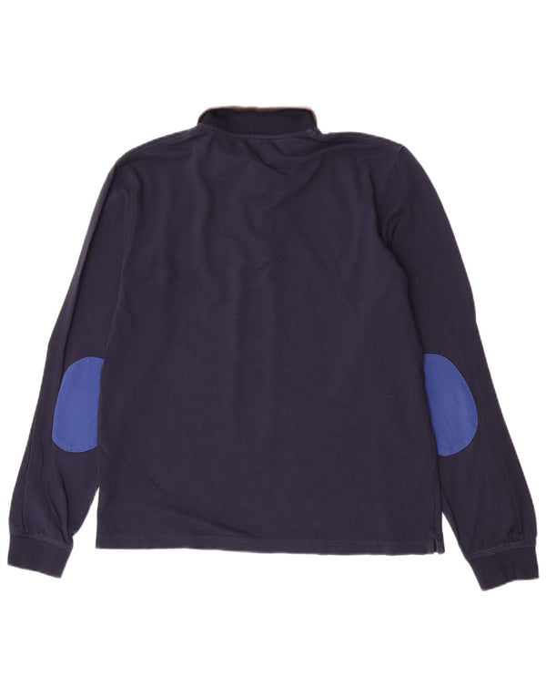 Sun68 Camisa polo masculina de manga comprida grande algodão azul marinho