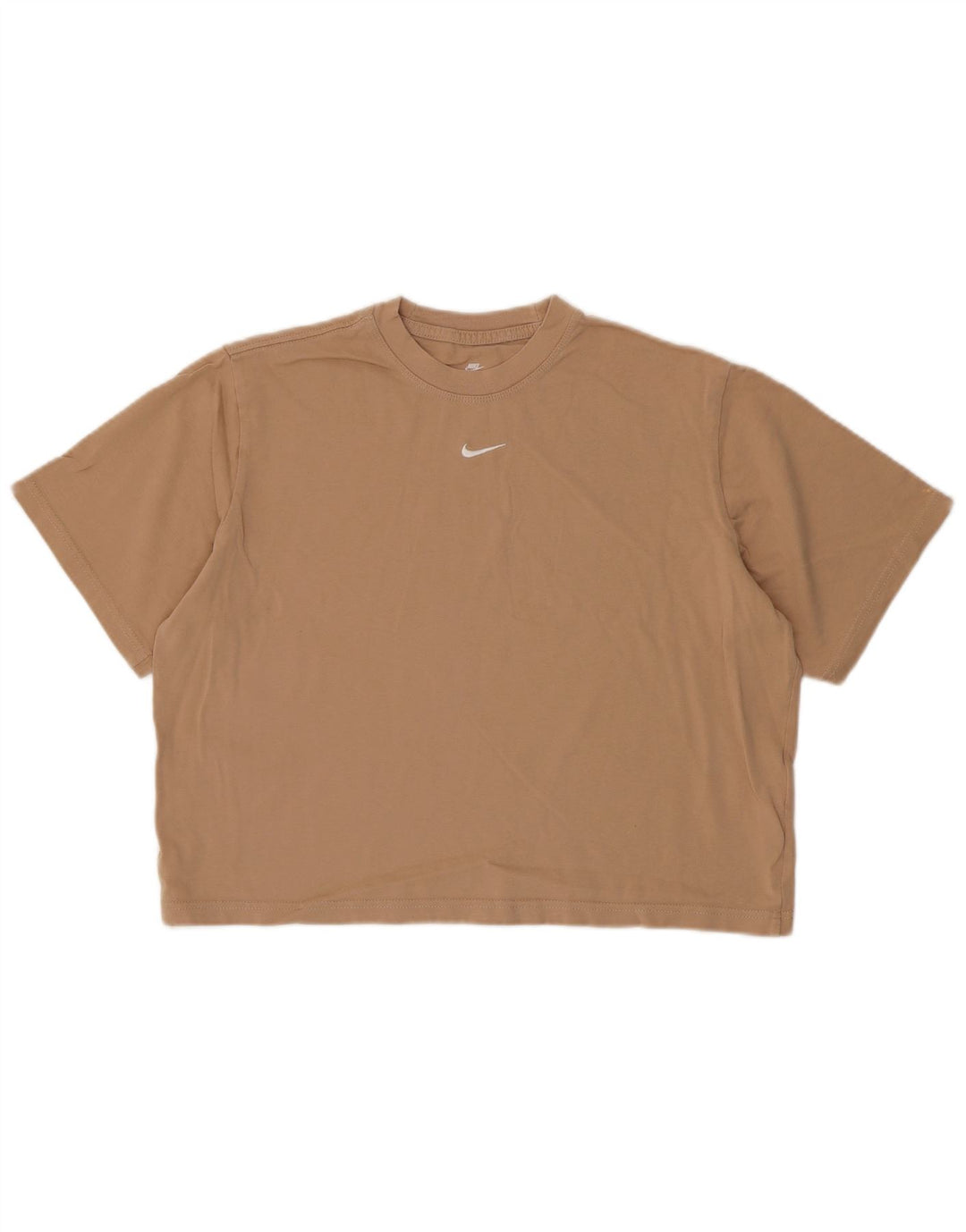 Camiseta Nike Feminina Crop Top UK 14 Médio Bege Algodão