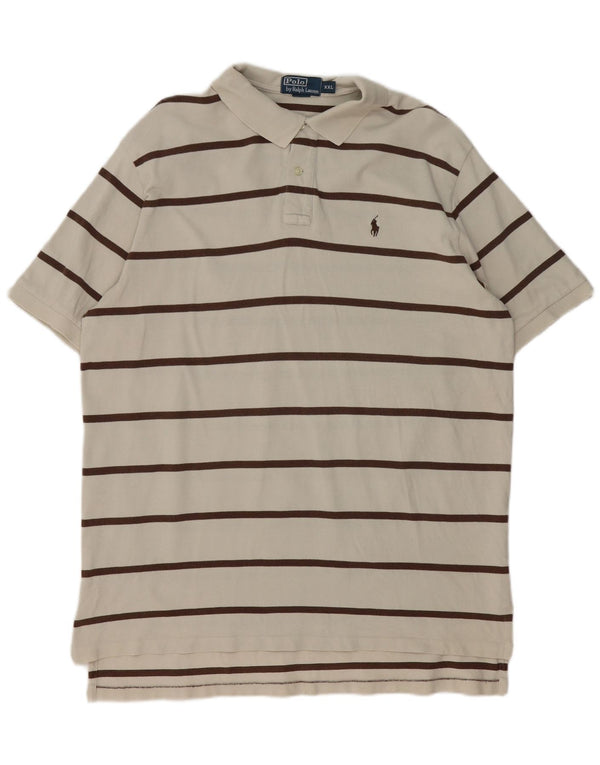 Polo Ralph Lauren Camisa masculina 2XL algodão listrado bege