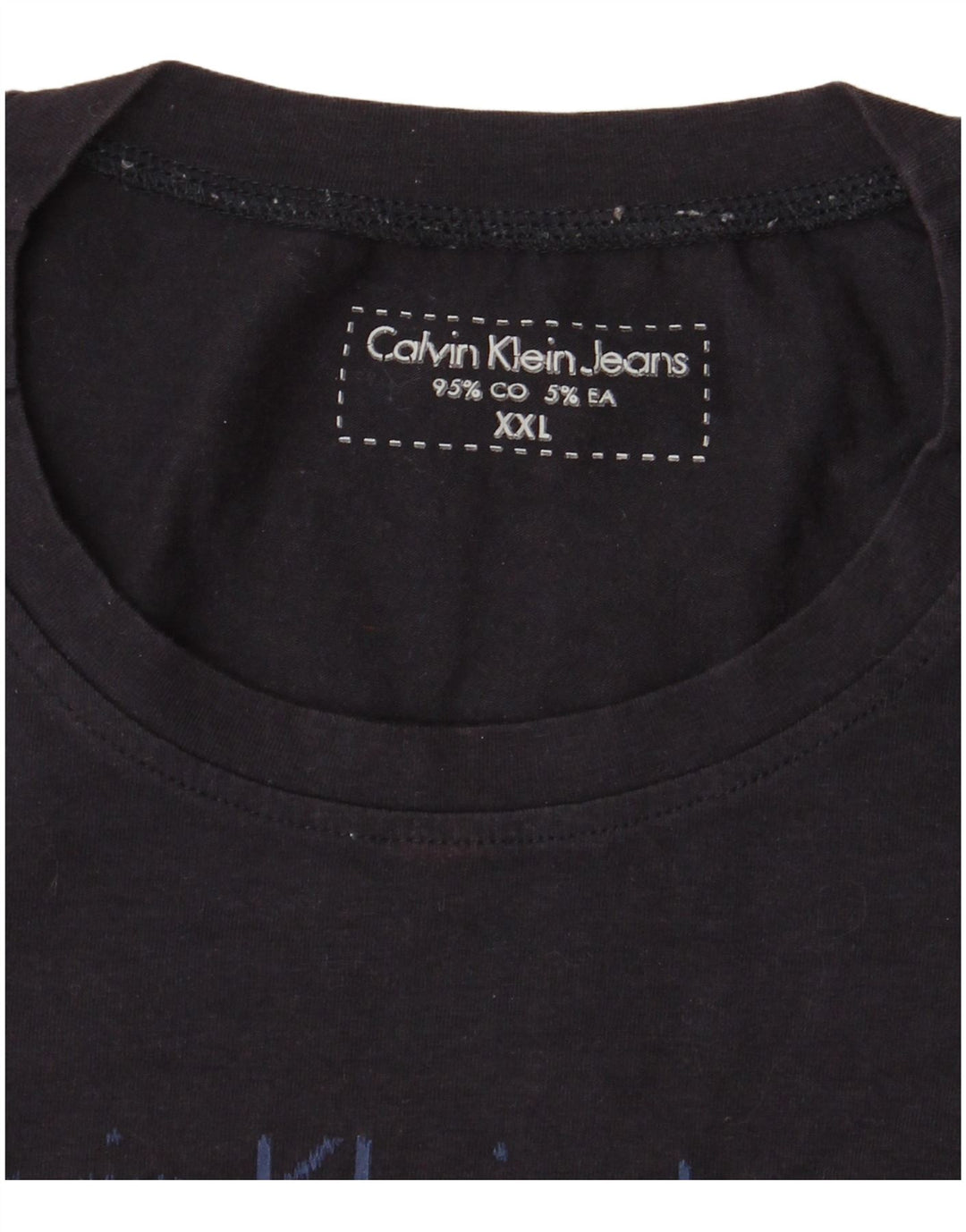 CALVIN KLEIN JEANS Camiseta gráfica masculina Top 2XL algodão azul marinho