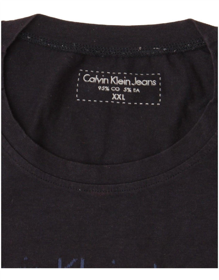 CALVIN KLEIN JEANS Camiseta gráfica masculina Top 2XL algodão azul marinho