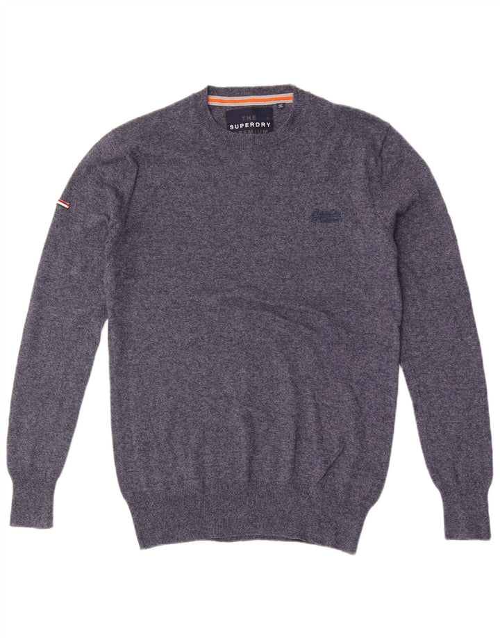 Suéter masculino SUPERDRY com gola redonda e algodão manchado azul pequeno