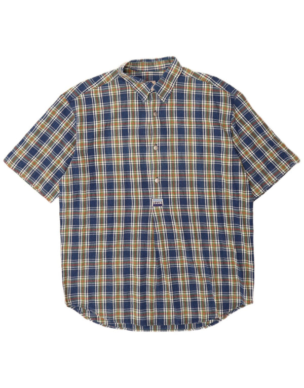 Camisa pulôver masculina de manga curta LEVI'S grande algodão xadrez azul