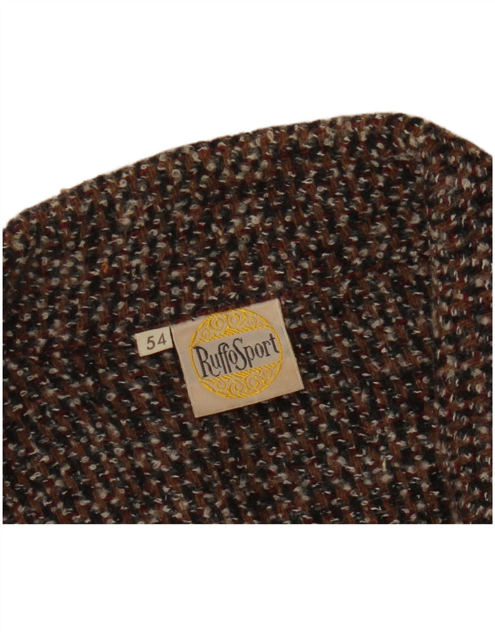 Suéter cardigã masculino VINTAGE IT 54 XL marrom manchado