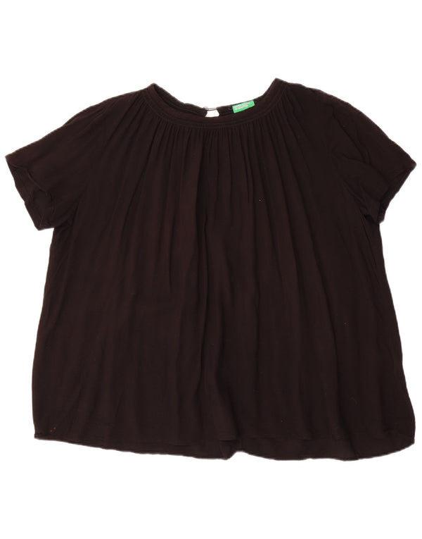 Blusa oversized feminina Benetton UK 16 grande viscose preta