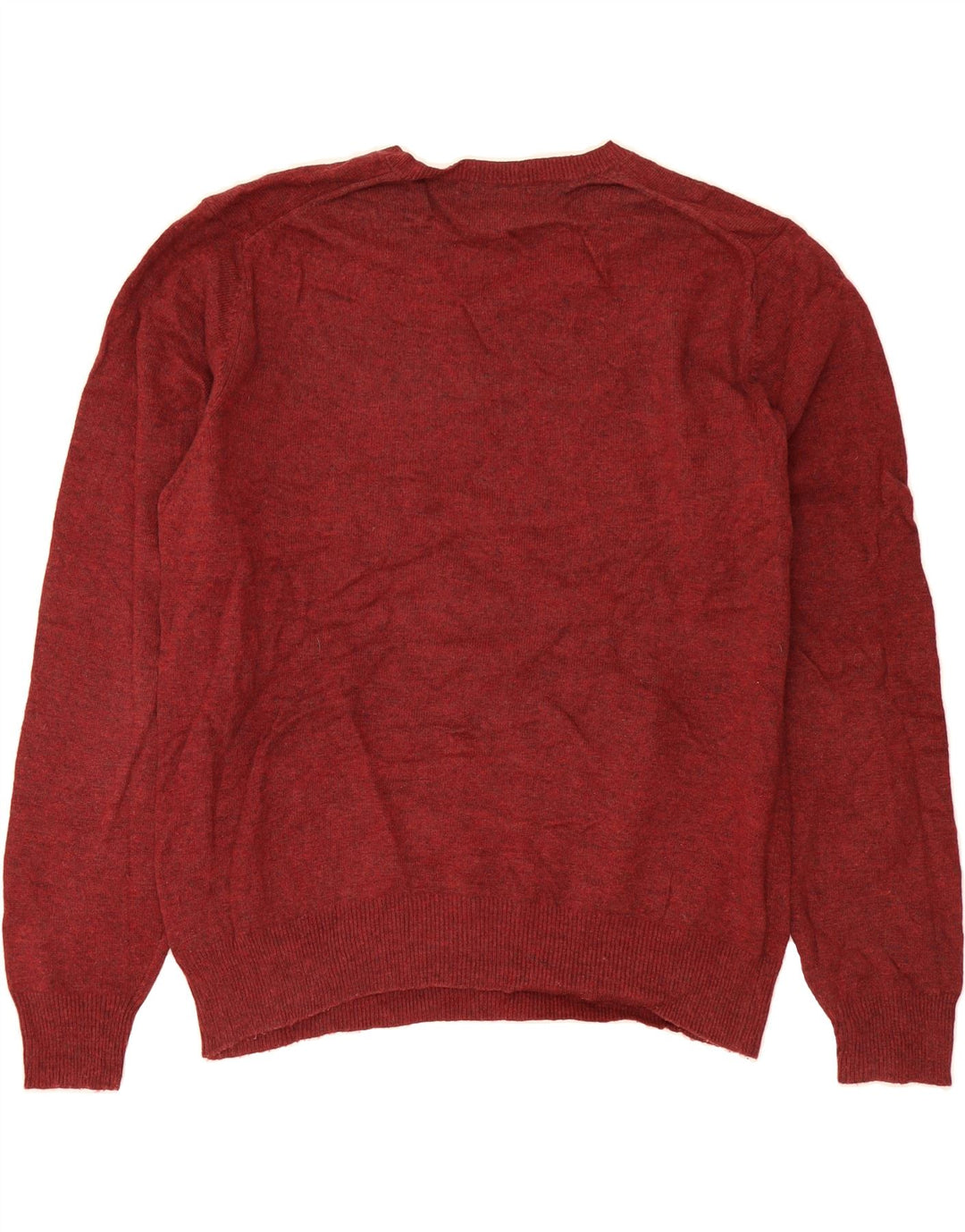 EDDIE BAUER Mens Stretch V-Neck Jumper Sweater Medium Maroon Wool Vintage Eddie Bauer and Second-Hand Eddie Bauer from Messina Hembry 