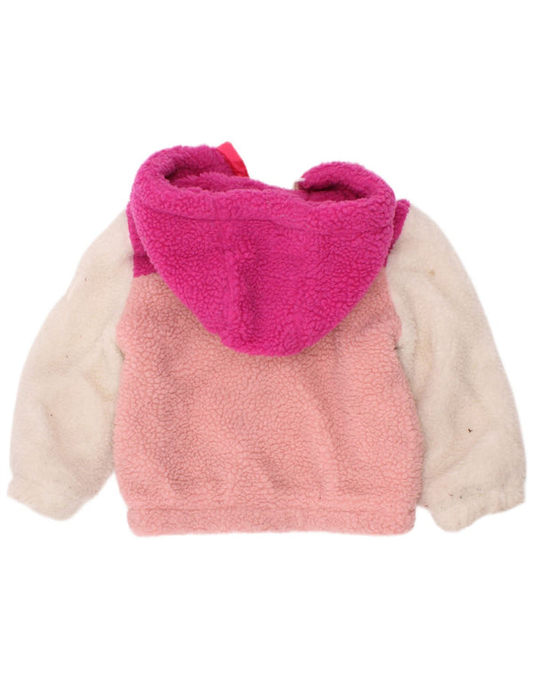 Dkny Colete de lã com capuz para meninas 18-24 meses poliéster colorblock rosa