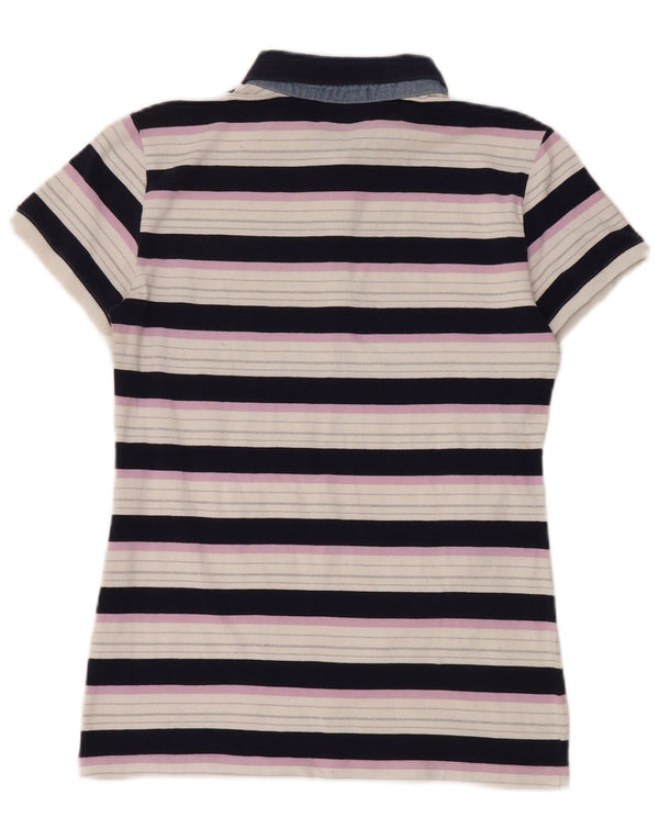 Ellesse Camisa polo feminina de manga curta UK 14 grande listrada multicolorida