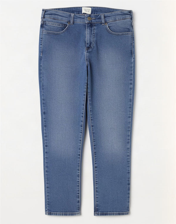White Stuff Womens Crop Straight Jeans Reino Unido 10 Pequeno W28 L24 Azul Algodão