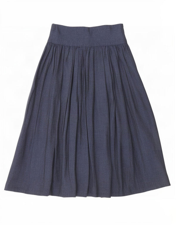 Saia plissada feminina vintage de cintura alta XS W24 azul marinho