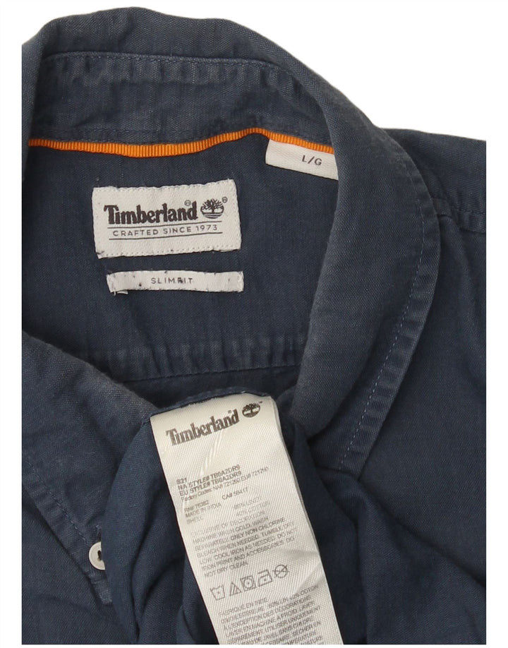 Camisa masculina Slim Fit Timberland grande linho azul marinho