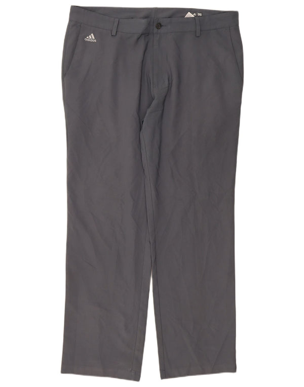 Adidas Mens Climalite Straight Chino Trousers W38 L32 Grey Polyester