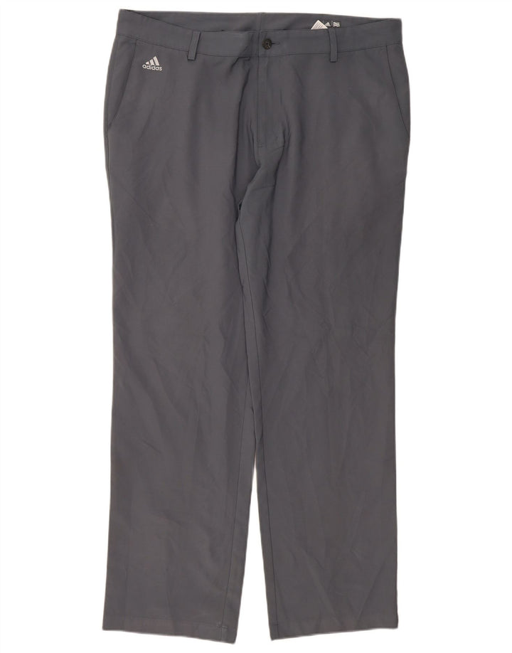 Adidas Mens Climalite Straight Chino Calças W38 L32 Cinza Poliéster