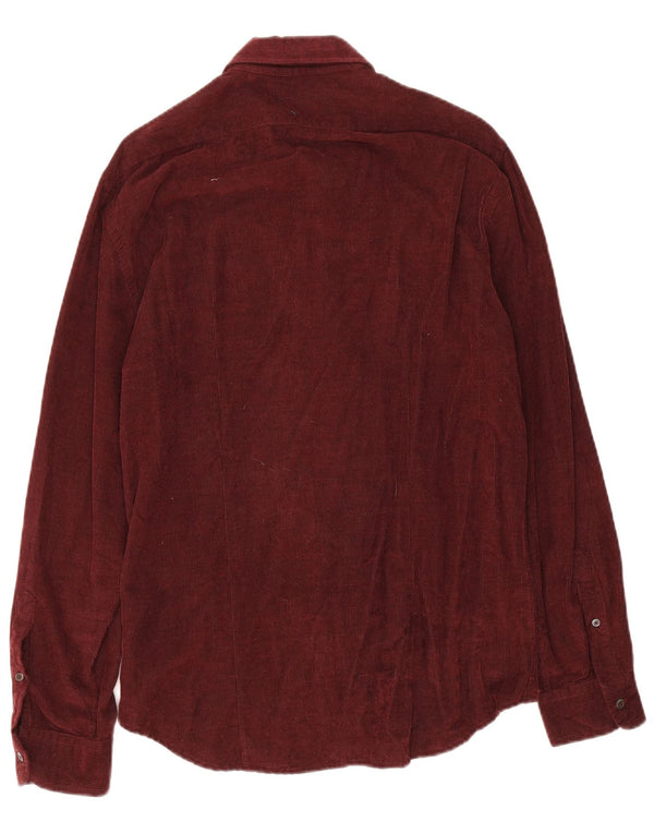 Camisa masculina de veludo Jigsaw médio algodão Borgonha