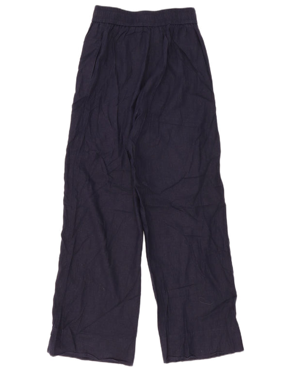 Zara Calça Chino Feminina Cintura Alta Perna Larga XS W24 L30 Azul Marinho