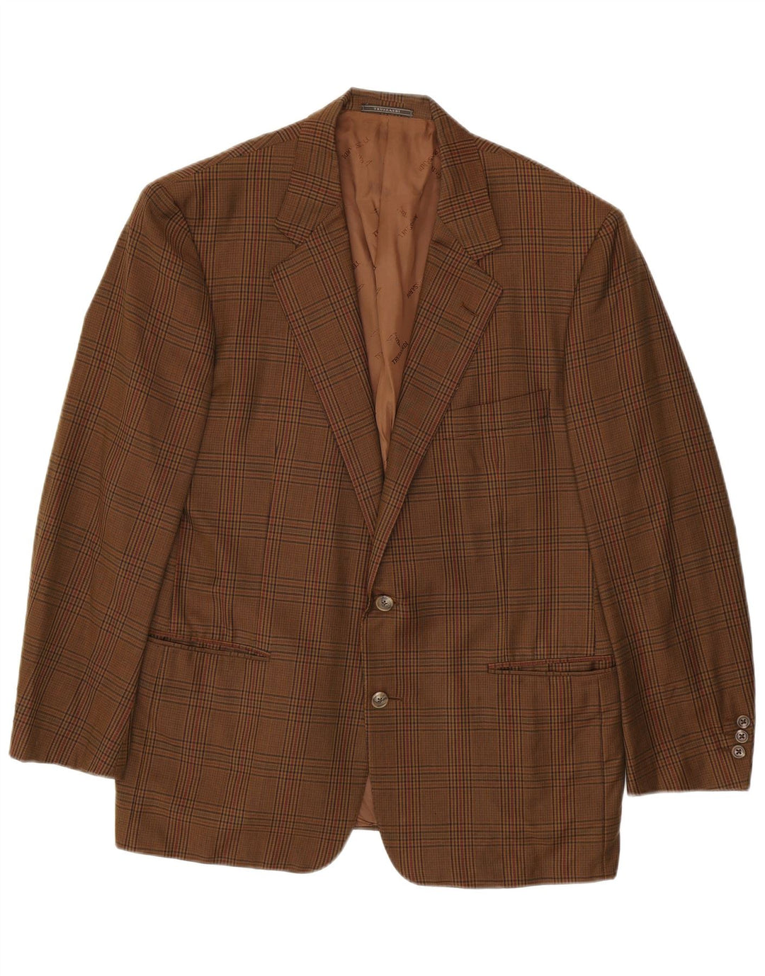 Jaqueta Blazer Masculina Trussardi com 2 Botões IT 52 XL Marrom Houndstooth