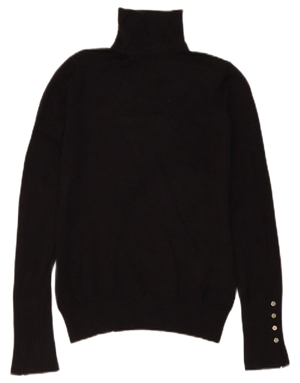 Zara Suéter feminino com gola redonda e gola redonda, preto pequeno, 10