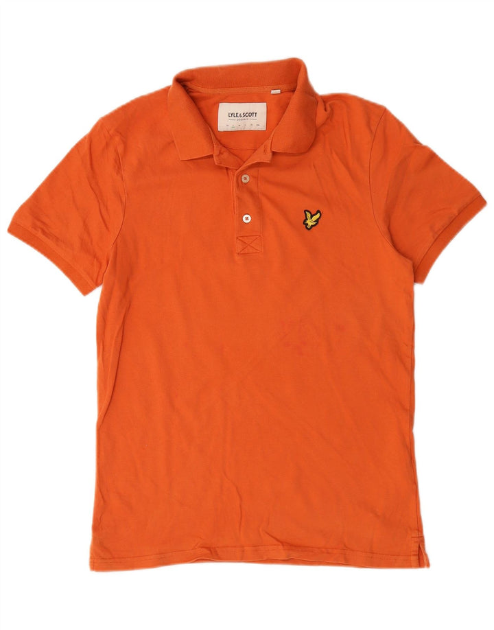 Camisa polo masculina Lyle & Scott pequena laranja algodão
