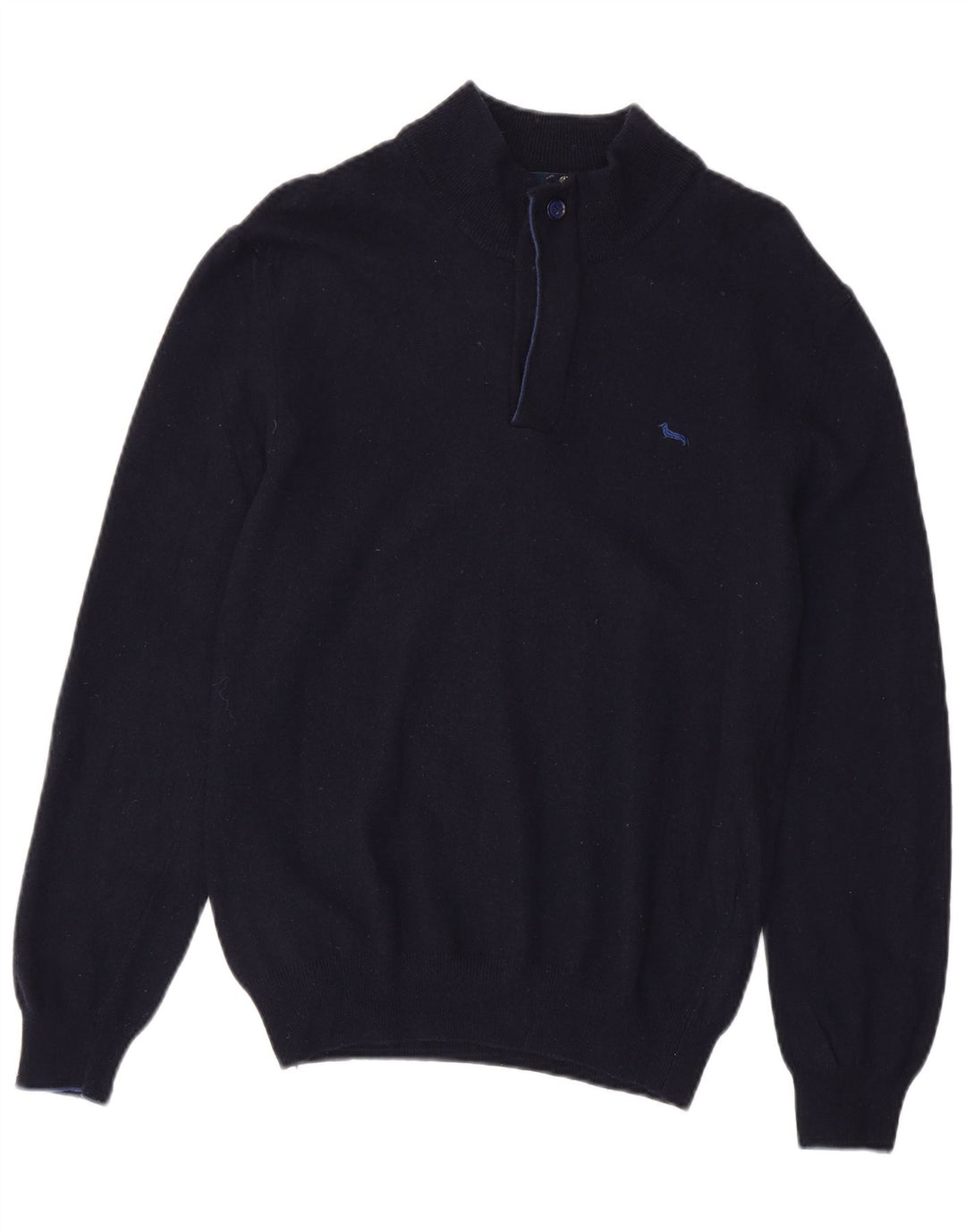 Suéter feminino Harmont & Blaine com zíper e gola redonda Reino Unido 12 lã azul marinho médio