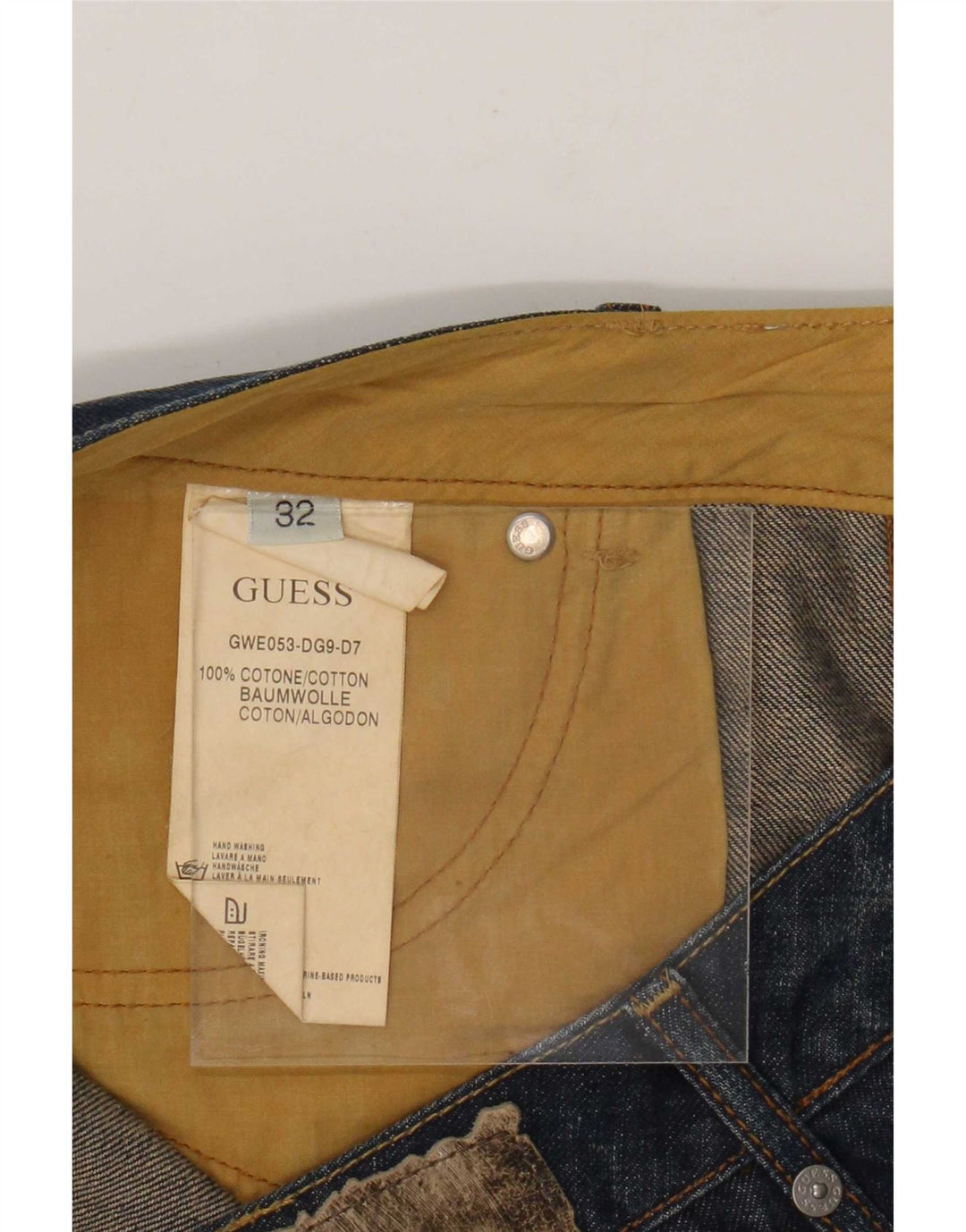Mini saia jeans feminina Guess W32 grande algodão azul marinho