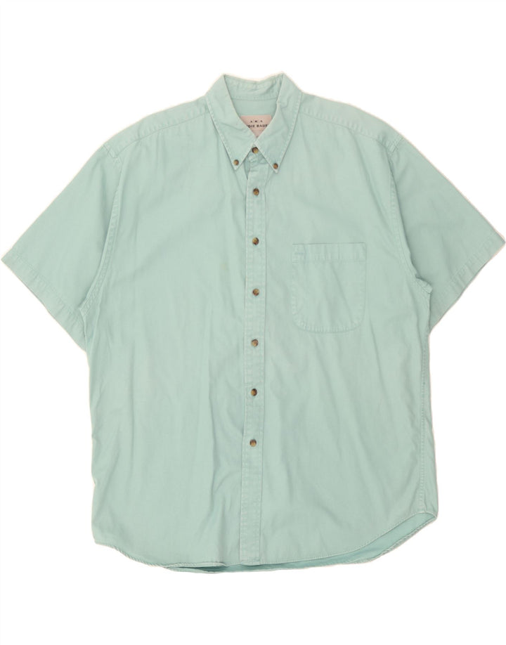 EDDIE BAUER Mens Short Sleeve Shirt Large Turquoise Cotton Vintage Eddie Bauer and Second-Hand Eddie Bauer from Messina Hembry 