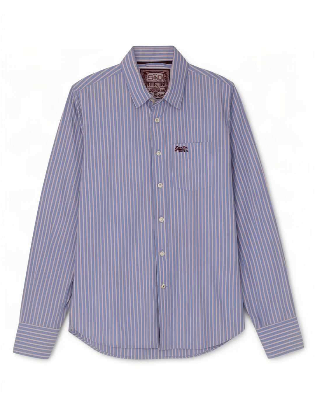 Camisa masculina Superdry de algodão listrado azul grande