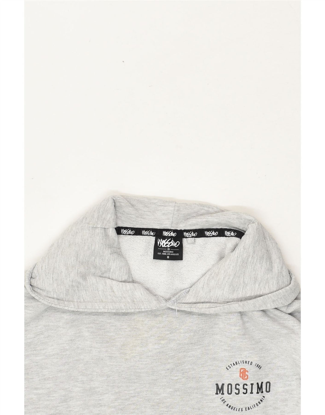 MOSSIMO Womens Graphic Hoodie Jumper UK 8 Small Grey Cotton | Vintage Mossimo | Thrift | Second-Hand Mossimo | Used Clothing | Messina Hembry 