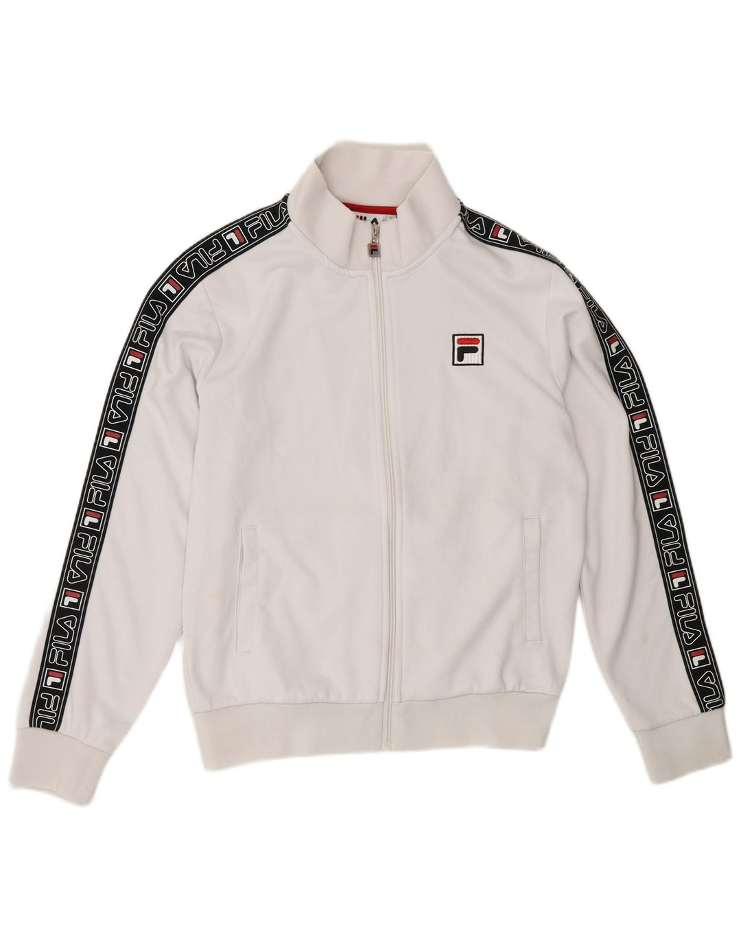 Jaqueta feminina FILA Graphic Tracksuit Top UK 16 grande bloco colorido branco