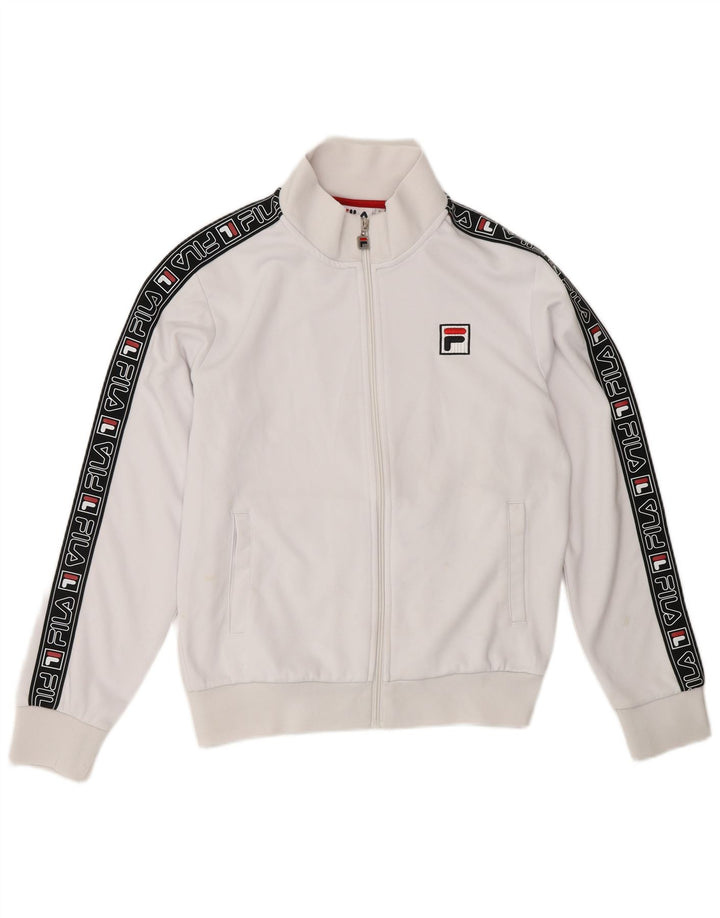 Jaqueta feminina FILA Graphic Tracksuit Top UK 16 grande bloco colorido branco