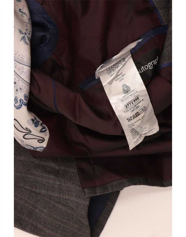 Jaqueta Marks & Spencer masculina Autograph Blazer Reino Unido 42 grande espinha de peixe cinza