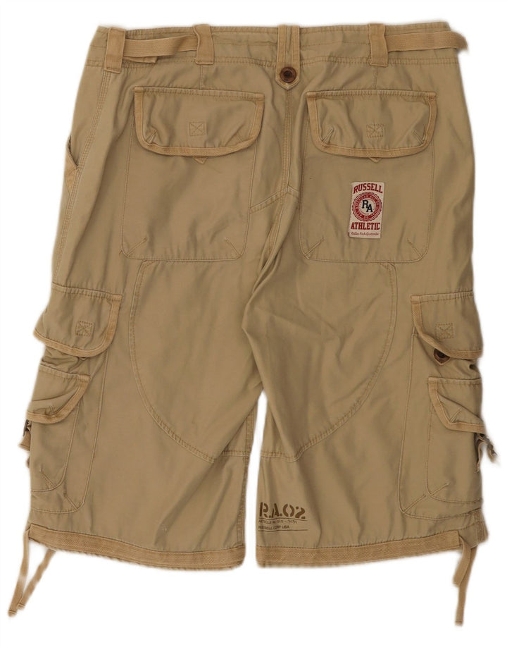 Russell Athletic Mens Cargo Shorts Grande W34 Algodão Bege