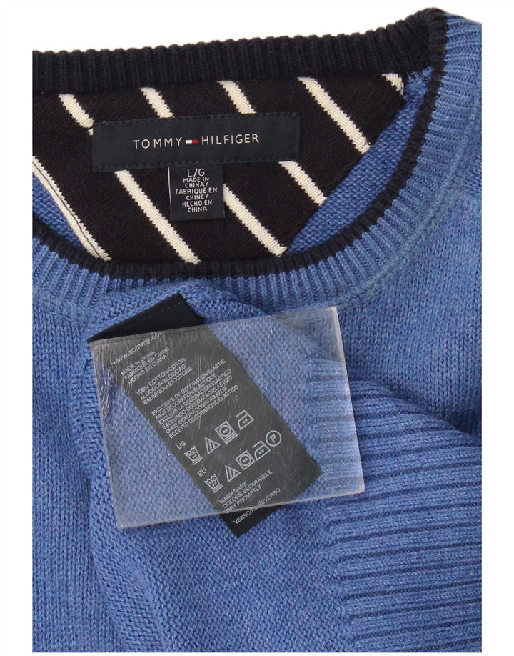 Suéter masculino TOMMY HILFIGER com gola redonda, grande algodão azul