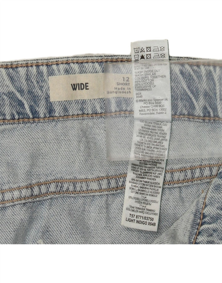 Calça jeans feminina Marks & Spencer Cargo Wide Leg UK 12 Médio W32 L28 Azul