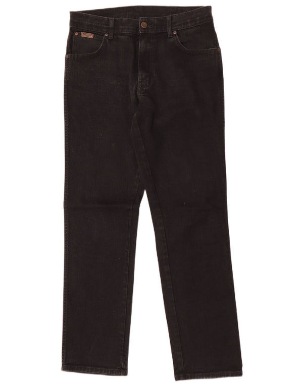 Wrangler Masculino Texas Stretch Straight Jeans W31 L32 Algodão Preto