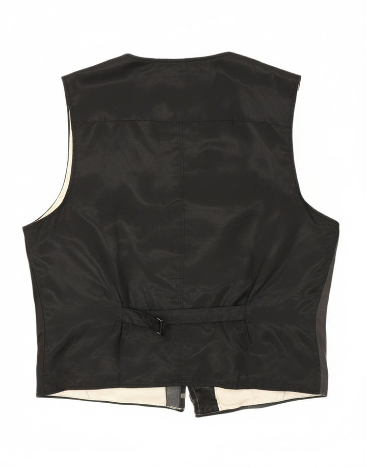 Colete de couro masculino VINTAGE grande preto